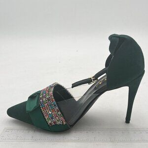 YDN Women Pointed Toe Stiletto High Heel Clear Rhinestone Pumps D'Orsay Ankle St